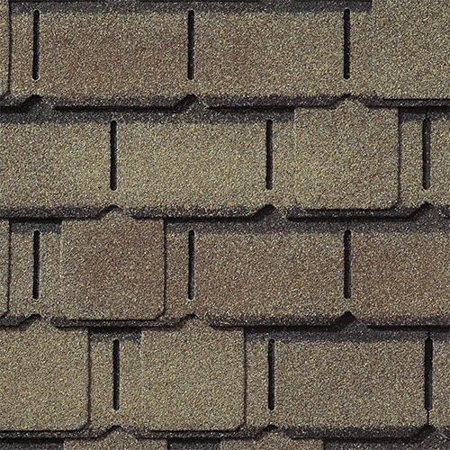 GAF Camelot II shingles in Weathered Timber, colour swatch