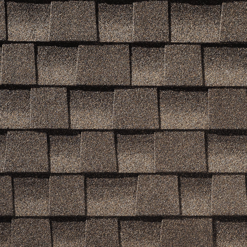 GAF Timberline HDZ shingles in Mission Brown, colour swatch